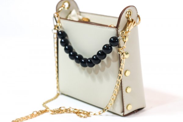 Leather and Pearl Bag