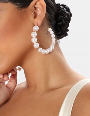 Diamonds And Pearls Hoop Earrings