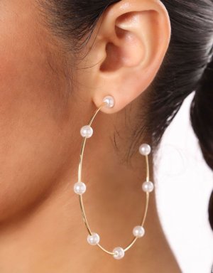 Pearl And Gold Hoop Earrings